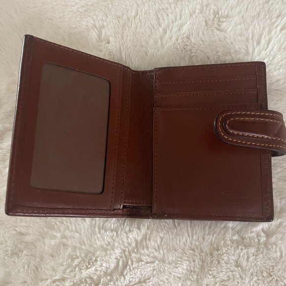 Coach Vintage 90s Sheridan Kiss Lock Coin Purse Wallet Card Case Brown Leather - Picture 7 of 9